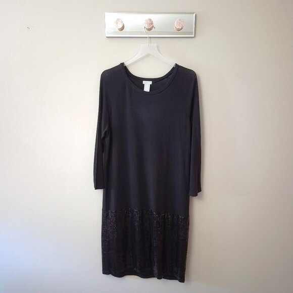 NWOT Joe Fresh black sequin hem long sleeve midi dress, XL - Picture 5 of 8